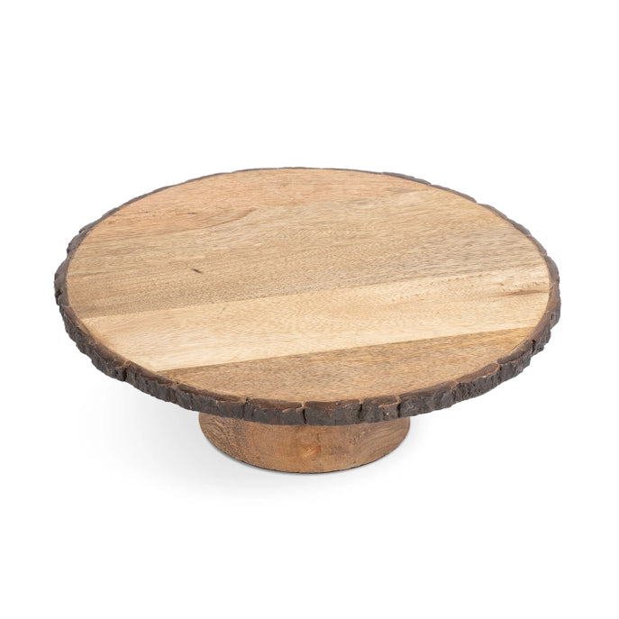 Limited Edition Mango Wood Cake Stand w/ Bark Edges