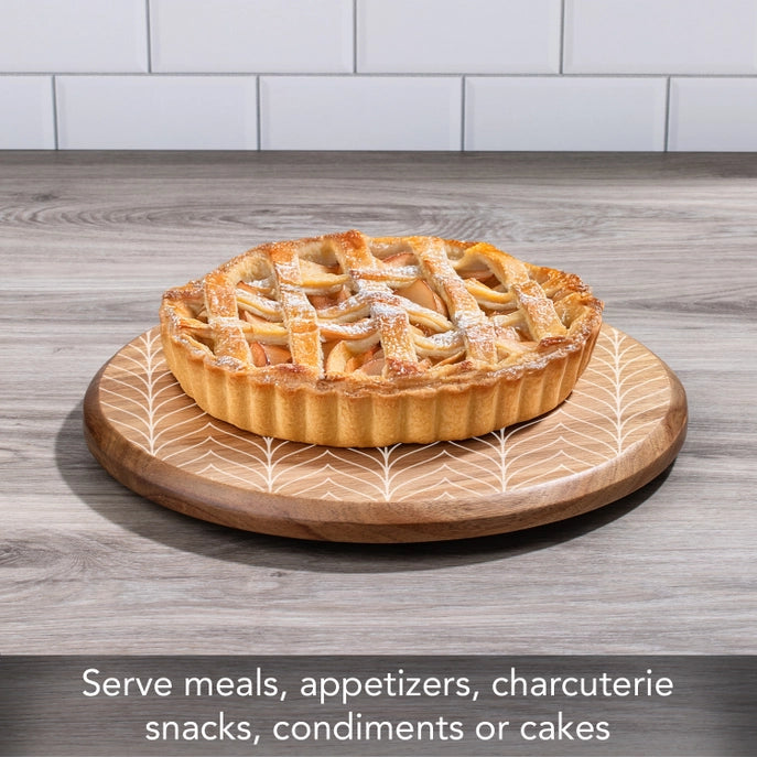 White Chevron Acacia Wood Lazy Susan
