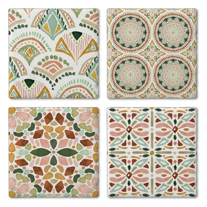 Bohemian Tile 4 Pack Asst Coaster Set
