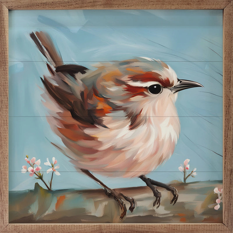 12x12 Bird On Thick Branch Framed Wall Decor