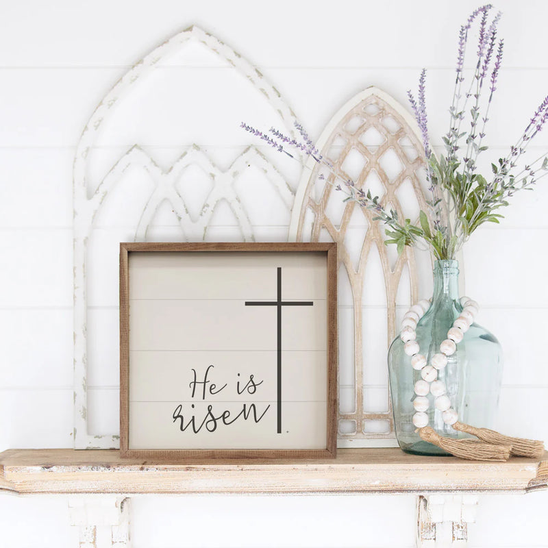 12X12 He Is Risen Cross Sign