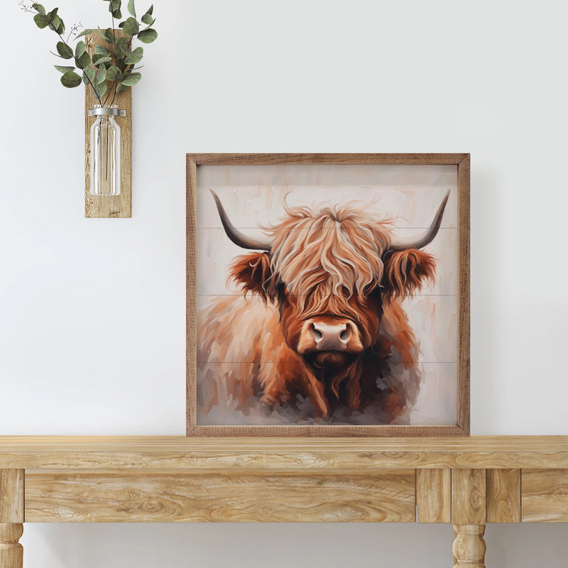 12x12 Highland Cow Framed Wall Decor