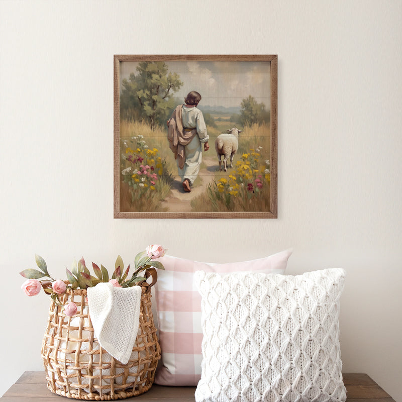 12x12 Jesus And His Sheep Framed Wall Decor