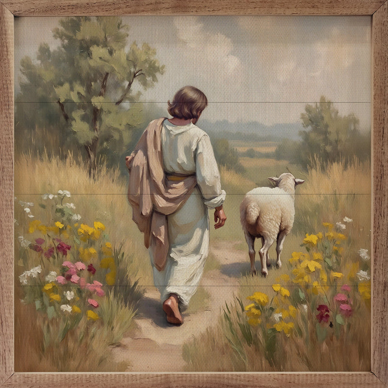 12x12 Jesus And His Sheep Framed Wall Decor