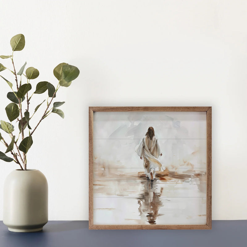 12x12 Walking On Water Framed Wall Decor