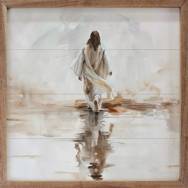 12x12 Walking On Water Framed Wall Decor