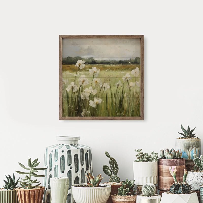 12x12 Wild White Irises Framed Wall Decor