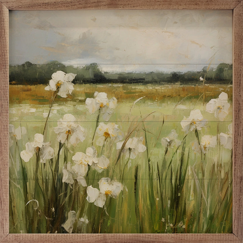 12x12 Wild White Irises Framed Wall Decor