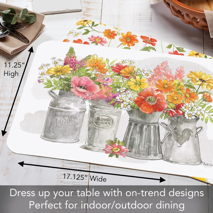 Farmhouse Floral Reversible Plastic Placemat