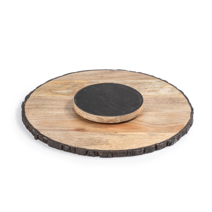 Limited Edition Mango Wood Lazy Susan w/ Bark Edges
