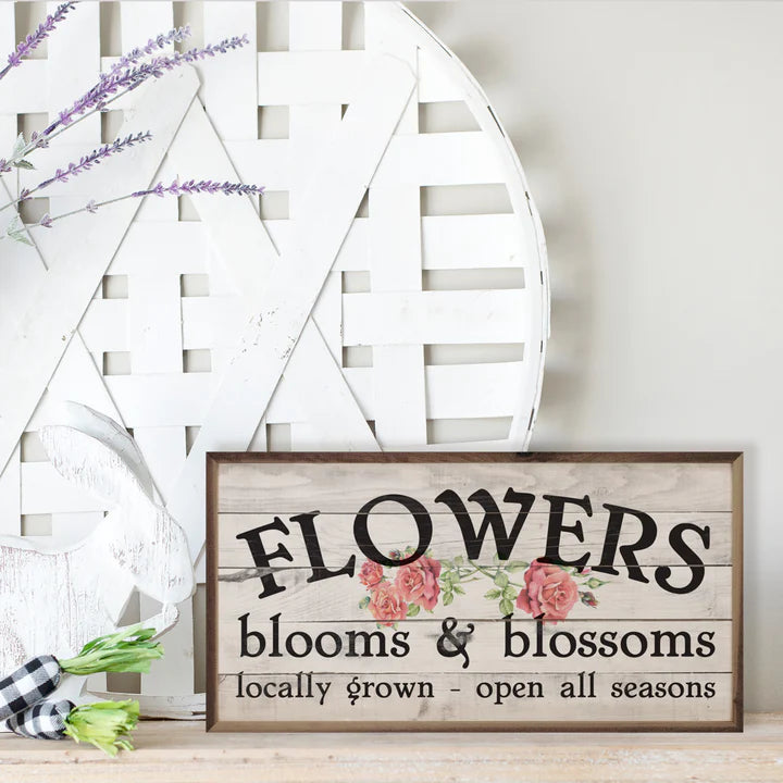 Flowers Blooms And Blossoms Whitewash Framed Sign