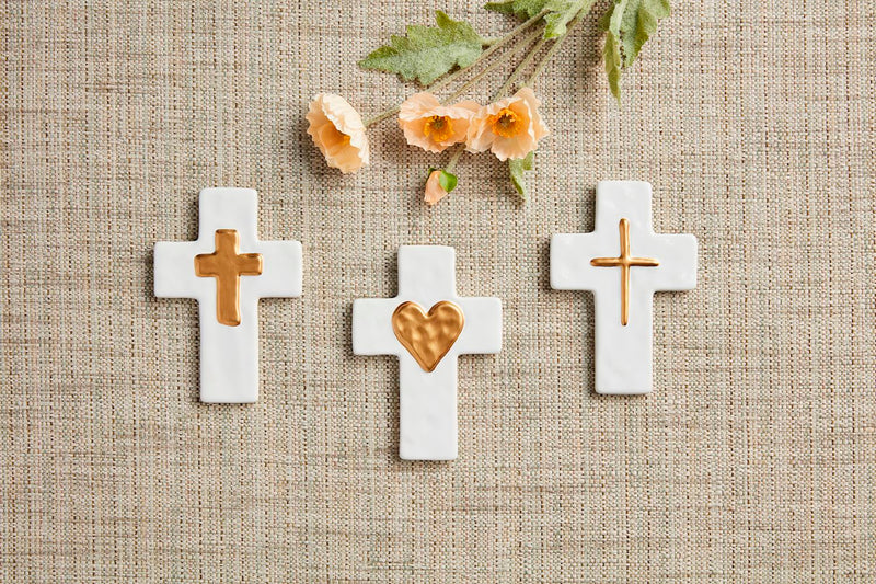 Layered Ceramic & Gold Cross