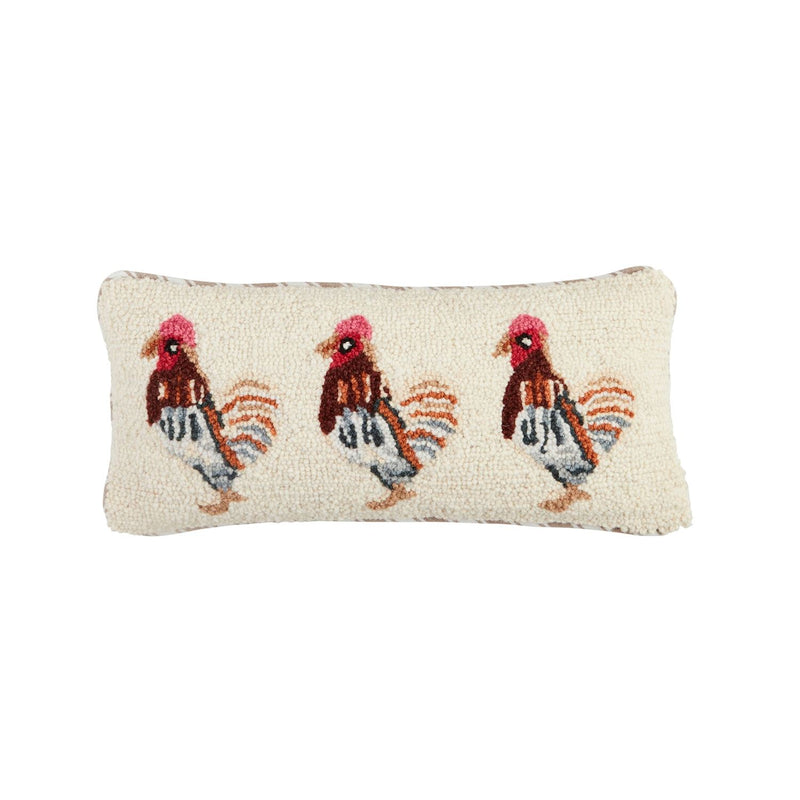 Farm Animal Hooked Wool Pillow