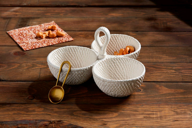 Woven Ceramic Triple Tidbit Set