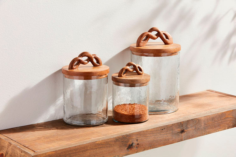 Twisted Handle Glass Canister Set