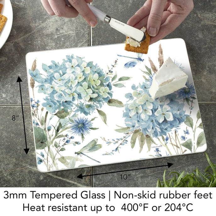 Bohemian Blue 10x8 Tempered Glass Cutting Board