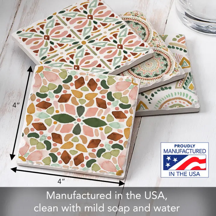 Bohemian Tile 4 Pack Asst Coaster Set