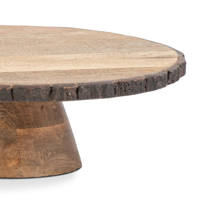Limited Edition Mango Wood Cake Stand w/ Bark Edges