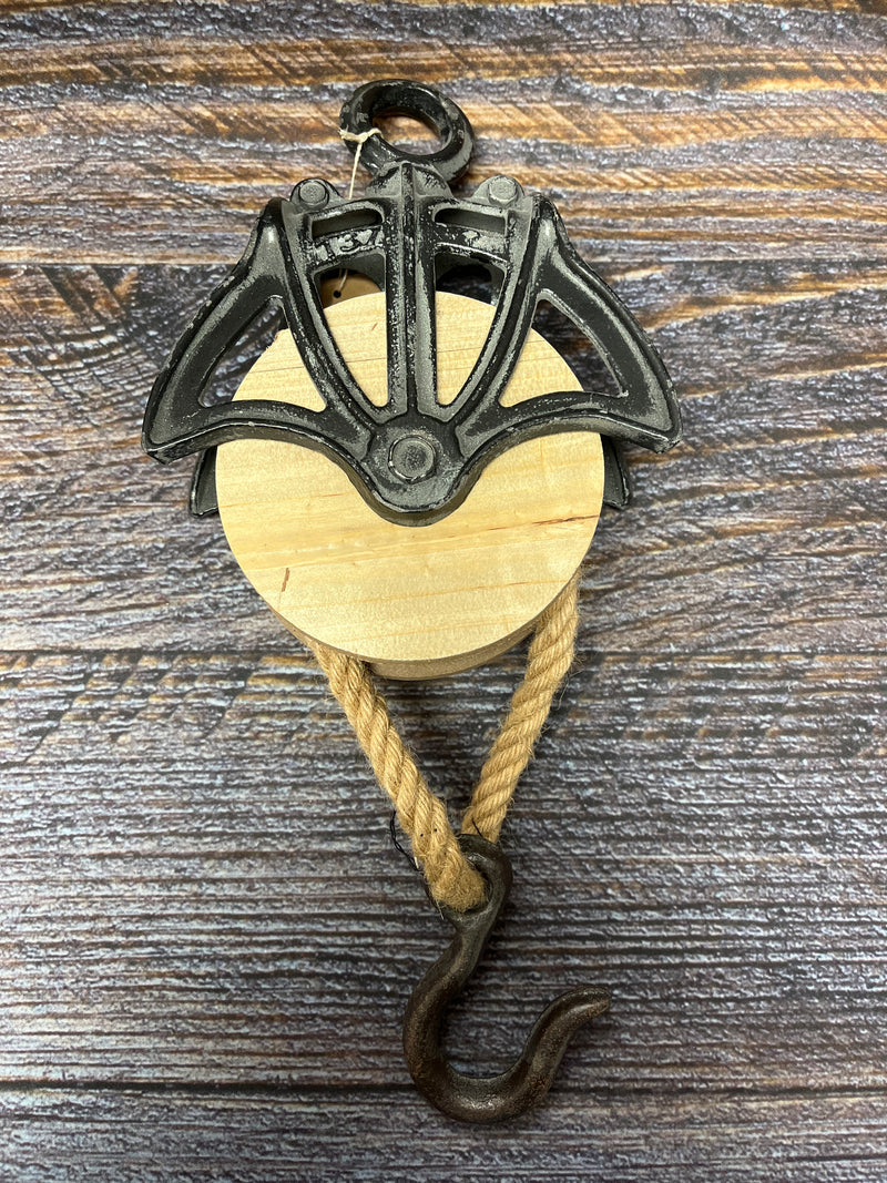 Wood & White Metal Pulley
