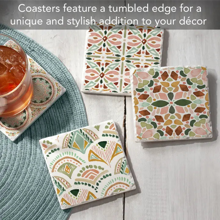 Bohemian Tile 4 Pack Asst Coaster Set