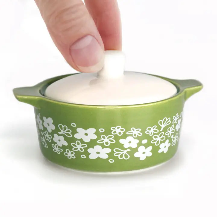 Pyrex Inspired Spring Blossom Casserole Ceramic Trinket Box
