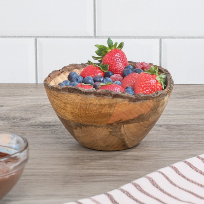 Limited Edition Mango Wood Serving Bowl w/ Bark Edges