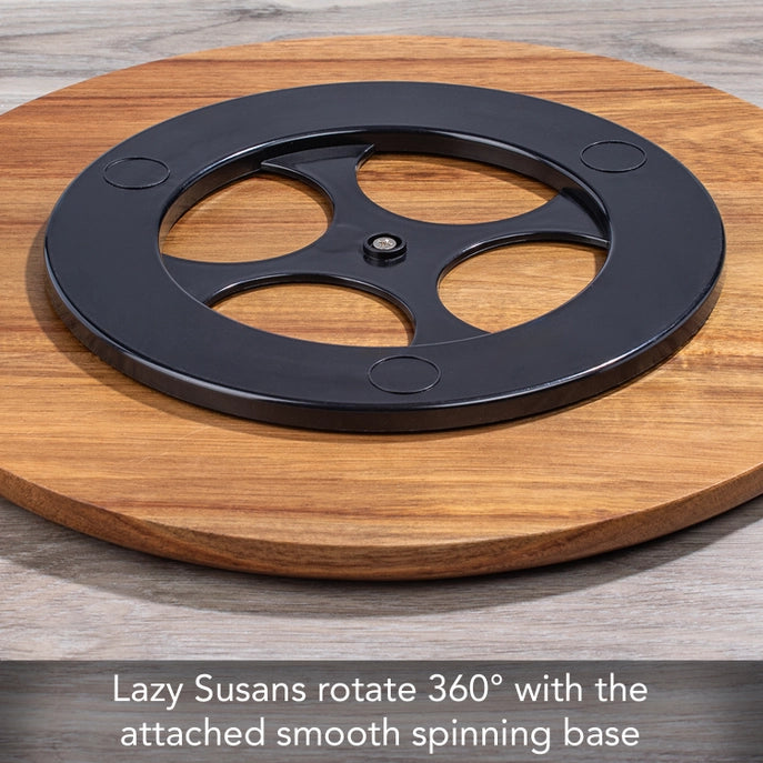 White Chevron Acacia Wood Lazy Susan