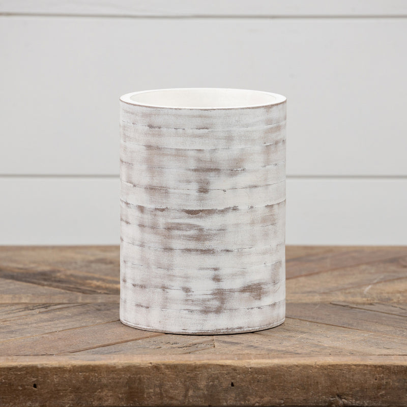AGED WOODEN VASE