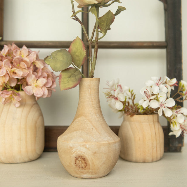 Curved Natural Wood Vase