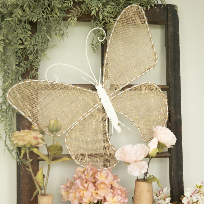 Burlap & Metal Butterfly