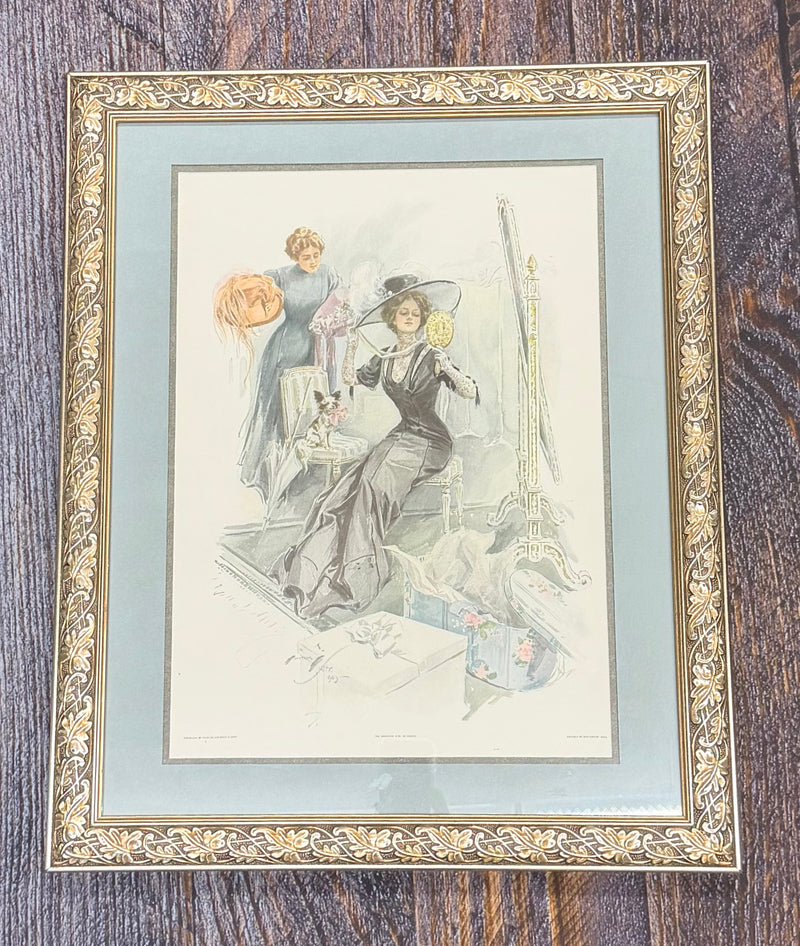 Framed Fisher Artwork  "American Girl in France"