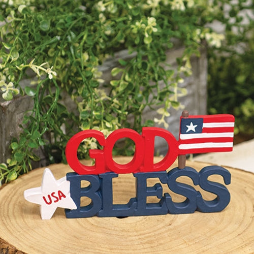 God Bless America Resin Word Block