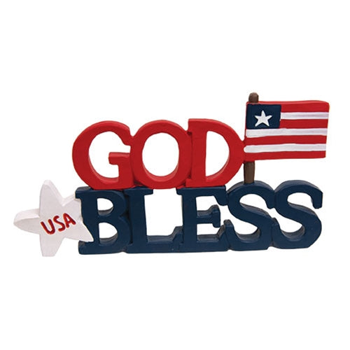 God Bless America Resin Word Block