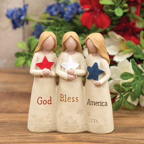 God Bless America Resin Angel Trio