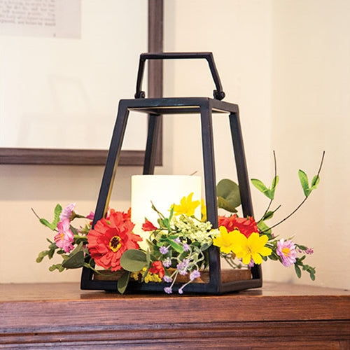 Cast Iron & Wood Open Air Lantern