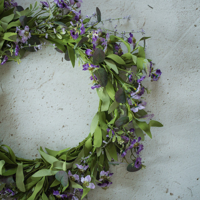 24" PURPLE VERBENA & DAISY WREATH