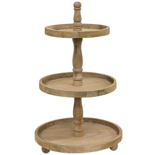Distressed Wooden Three-Tiered Tray