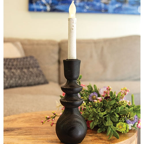 Black Wooden Curvy Taper Holder
