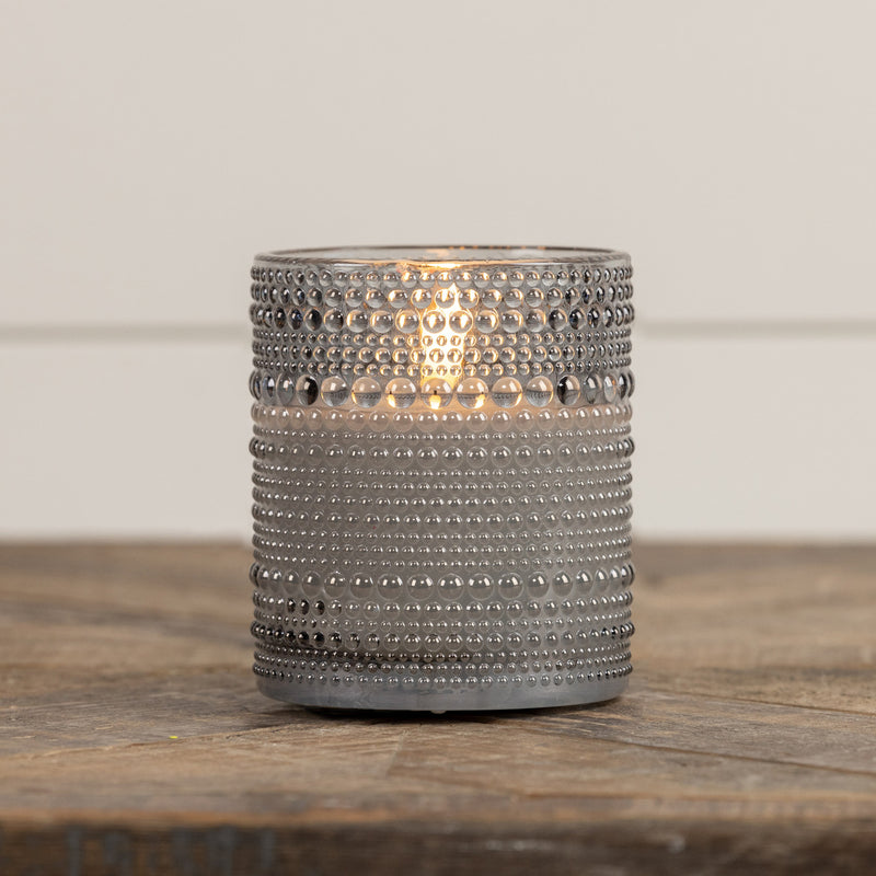 GREY DOTTED GLASS 3D FLAME CANDLE