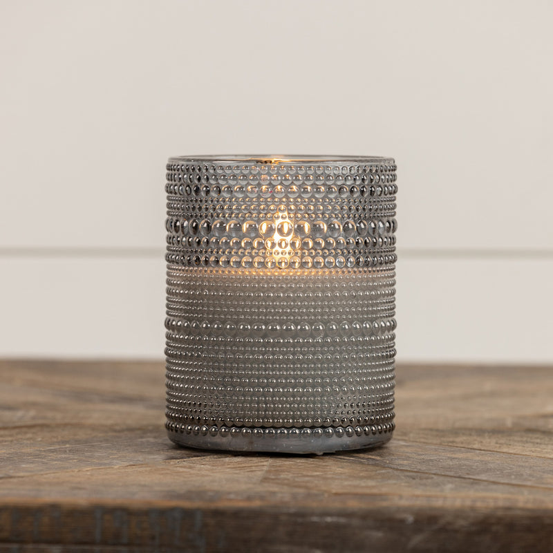 GREY DOTTED GLASS 3D FLAME CANDLE