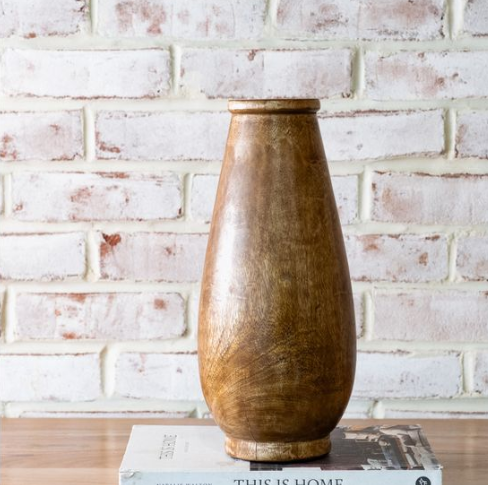 Mango Wood Elliptical Vase