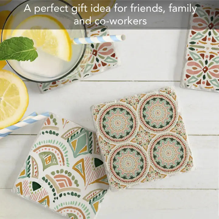 Bohemian Tile 4 Pack Asst Coaster Set