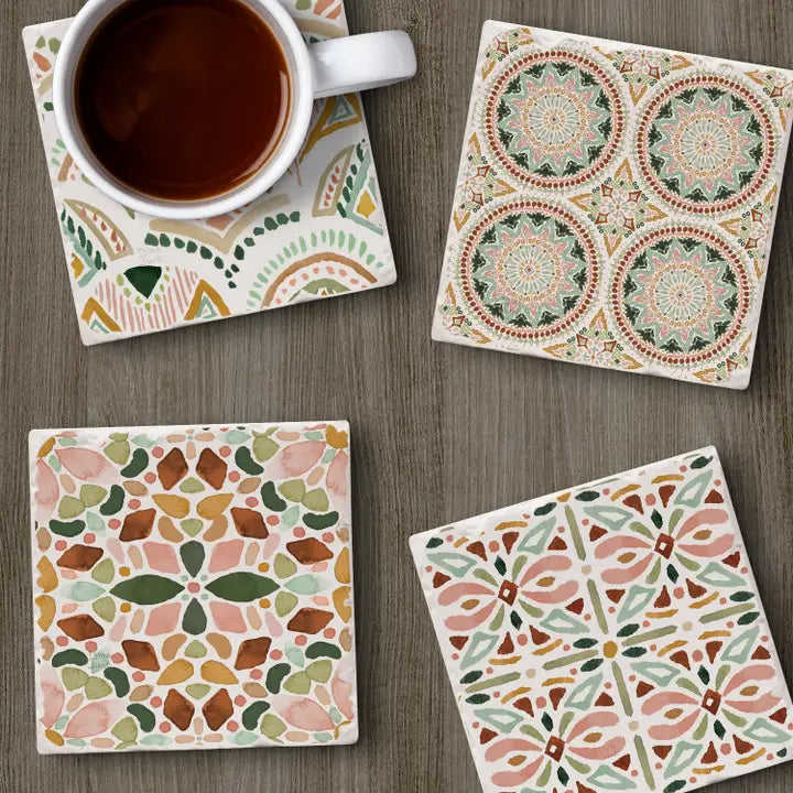 Bohemian Tile 4 Pack Asst Coaster Set