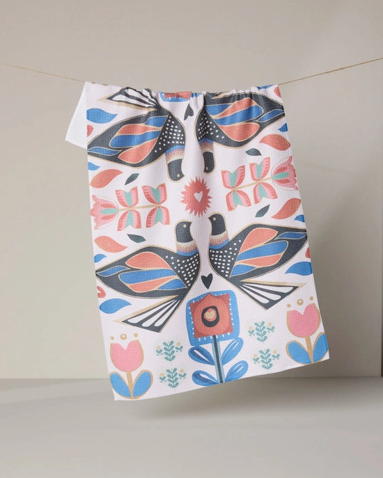 Geometry Tea Towel - Scandi Lovebirds