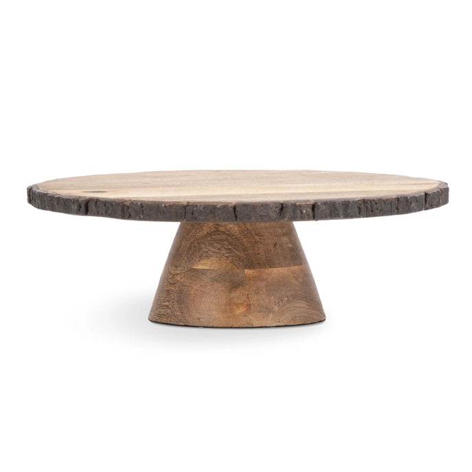 Limited Edition Mango Wood Cake Stand w/ Bark Edges