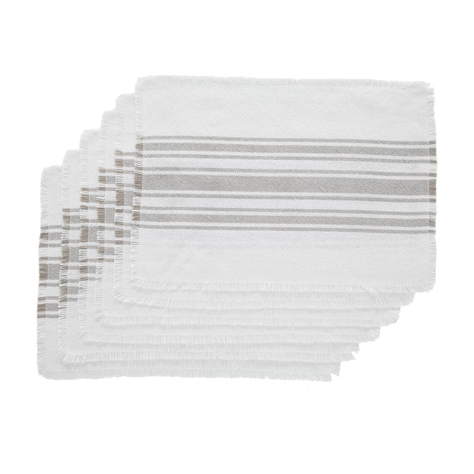 Antique White / Grey Stripe Indoor/Outdoor Placemat Set of 6