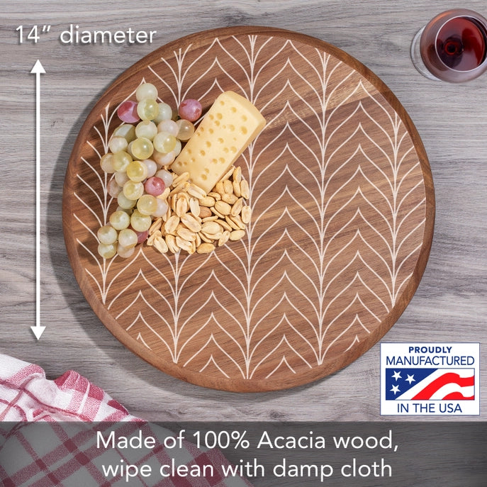 White Chevron Acacia Wood Lazy Susan