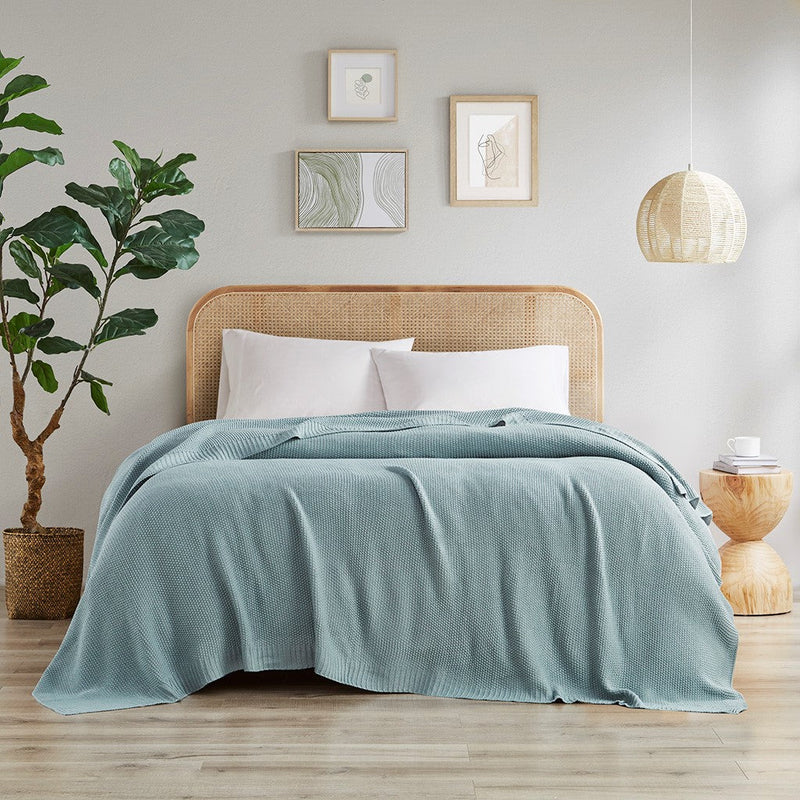 Bree Knit Blanket-Light Blue
