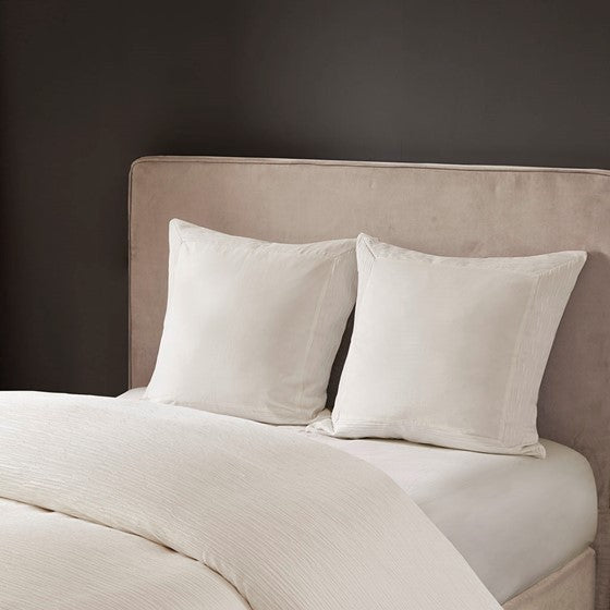 Hanae Cotton Blend Yarn Dyed Euro Sham-White