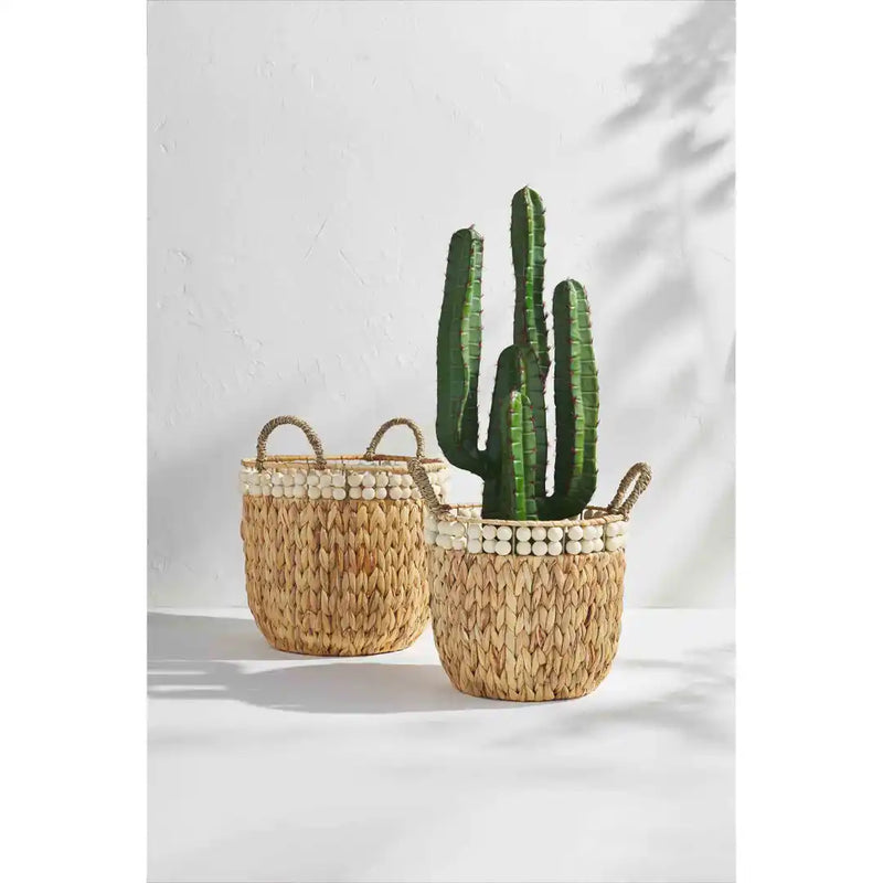 White Double Bead Basket